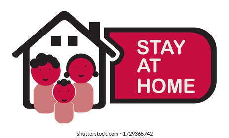 Stay home icon. Protect your family from Corona Virus by staying at home. Vector illustration in flat style