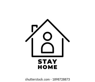 Stay home icon. Stay Safe. Human figure at home, isolation. Quarantine. Vector illustration isolated on white