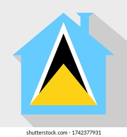 stay at home icon with saint lucia flag
