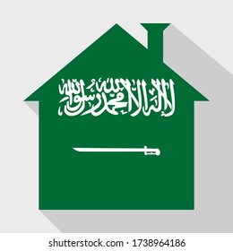 stay at home icon with saudi arabia flag