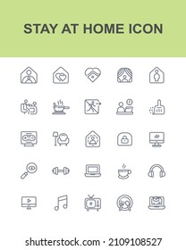 stay at home icon set pack bundle
