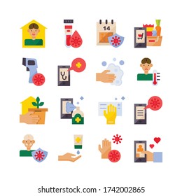 stay at home icon set, quarantine icon collection