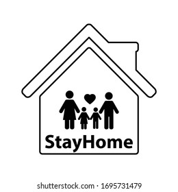 stay home icon  sign lockdown icon home icon with lock symbol quarantine 