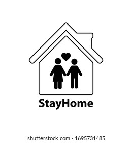 stay home icon  sign lockdown icon home icon with lock symbol quarantine 
