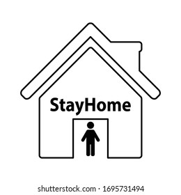 stay home icon  sign lockdown icon home icon with lock symbol quarantine 