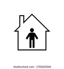Stay home icon. Stay at home sign. Social Distancing and Self Quarantine. Quarantine measures sign. Coronavirus.