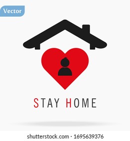 Stay Home icon. Staying at home during a pandemic print. Home Quarantine illustration.