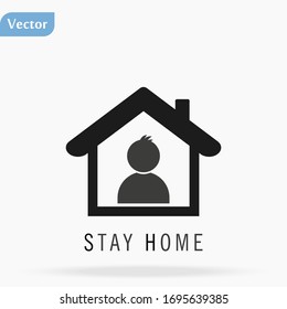 Stay Home icon. Staying at home during a pandemic print. Home Quarantine illustration.