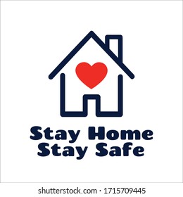 Stay Home icon. Staying at home during a pandemic print. Home Quarantine illustration.