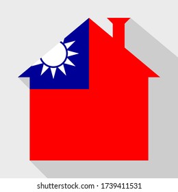 stay at home icon with taiwan flag