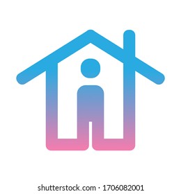 Stay at home icon. there are human stay at home for quarantine from coronavirus.