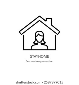 Stay home icon. Thin linear style design isolated on white background