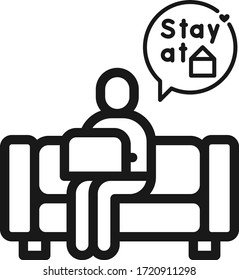 Stay at home icon vector isolate  