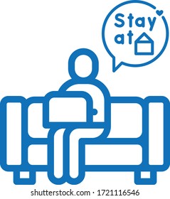 Stay at home icon vector isolate (blue version)  
