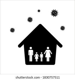 Stay at Home icon vector. protect your family. staying at home print. Corona virus - Home Quarantine. Vector illustration on white background eps 10