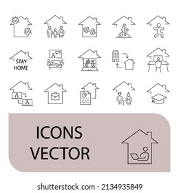 Stay Home icons set . Stay Home pack symbol vector elements for infographic web