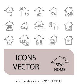 Stay Home icons set . Stay Home pack symbol vector elements for infographic web