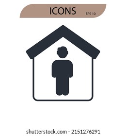 Stay home  icons  symbol vector elements for infographic web