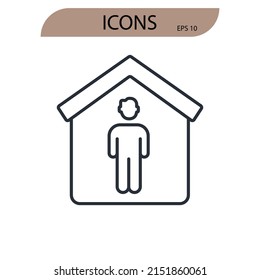 Stay home  icons  symbol vector elements for infographic web