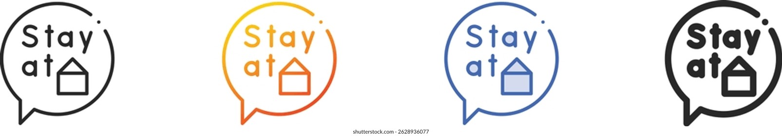 ficar em casa icon.Thin Linear, Gradiente, Blue Stroke e negrito Design Estilo Isolado no fundo branco
