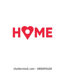 stay home illustration with heart pin location that has means stay.