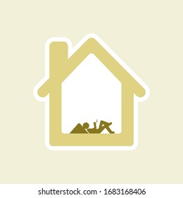 stay at home illustration. Social distancing and self-isolation during corona virus quarantine. staying at home with self quarantine to help stop outbreak and protect virus spread.