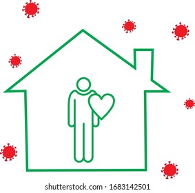 Stay at home. illustration vector prevent corona virus.