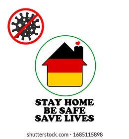 Stay home (in German: Bleib Zuhause) lettering decorated with German flag vintage for Covid-19 self quarantine times 