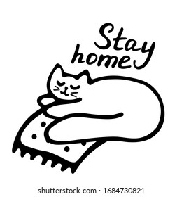 Stay Home inscription. Corona virus concept. Quarantine illustration.