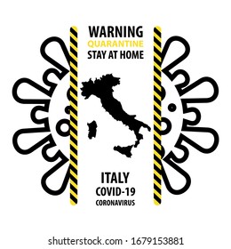 Stay At Home Italy CoVid-19 Warning Sign. Vector illustration.