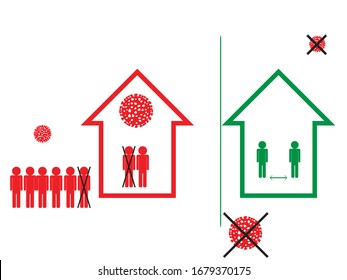 Stay home and keeping social distance . Stop corona virus spread . Vector illustration.