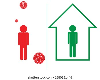Stay home and keeping social distance . Stop corona virus spread . Vector illustration.