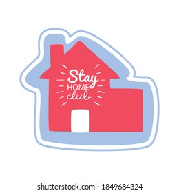 stay home lettering campaign with house facade vector illustration design