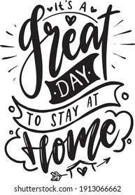 Stay home lettering quotes poster quarantine lettering concept