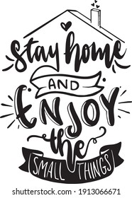 Stay home lettering quotes poster quarantine lettering concept