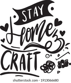 Stay home lettering quotes poster quarantine lettering concept