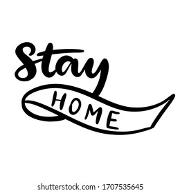 Stay home lettering for typography banner vector illustration. Pandemic risk, quarantine. Stop coronavirus outbreak. Corona virus prevention poster.
