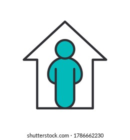 stay at home line and fill style icon vector illustration design