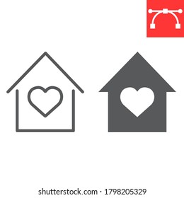 Stay at home line and glyph icon, coronavirus and covid-19, quarantine sign vector graphics, editable stroke linear icon, eps 10