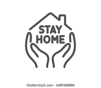 Stay home line icon. Coronavirus pandemic quarantine sign. Save lives symbol. Quality design element. Editable stroke. Linear style stay home icon. Vector