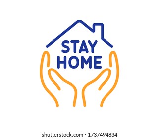 Stay home line icon. Coronavirus pandemic quarantine sign. Save lives symbol. Colorful thin line outline concept. Linear style stay home icon. Editable stroke. Vector