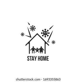 Stay home logo. Coronavirus quarantine banner for social media. Vector illustration for covid-19 virus prevention