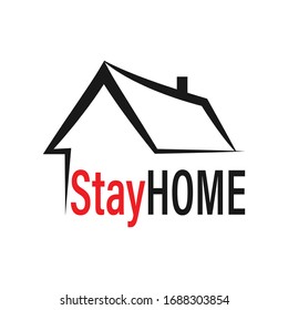 Stay at home Logo Icon Vector Illustration. Protection campaign from coronavirus. COVID-19 protection concept design.