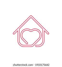 Stay at Home Logo Icon Vector design illustration. Home with Love icon design concept. Home with heart shape icons shows messages "stay home" or "stay safe" during Corona virus (COVID-19) pandemic