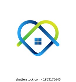 Stay at Home Logo Icon Vector design illustration. Home with Love icon design concept. Home with heart shape icons shows messages "stay home" or "stay safe" during Corona virus (COVID-19) pandemic