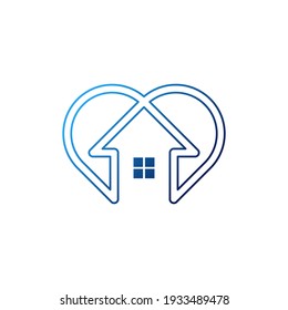 Stay at Home Logo Icon Vector design illustration. Home with Love icon design concept. Home with heart shape icons shows messages "stay home" or "stay safe" during Corona virus (COVID-19) pandemic