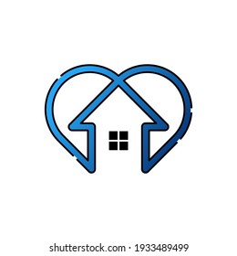 Stay at Home Logo Icon Vector design illustration. Home with Love icon design concept. Home with heart shape icons shows messages "stay home" or "stay safe" during Corona virus (COVID-19) pandemic