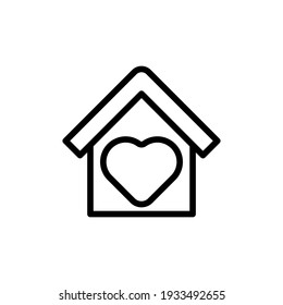 Stay at Home Logo Icon Vector design illustration. Home with Love icon design concept. Home with heart shape icons shows messages "stay home" or "stay safe" during Corona virus (COVID-19) pandemic