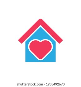Stay at Home Logo Icon Vector design illustration. Home with Love icon design concept. Home with heart shape icons shows messages "stay home" or "stay safe" during Corona virus (COVID-19) pandemic