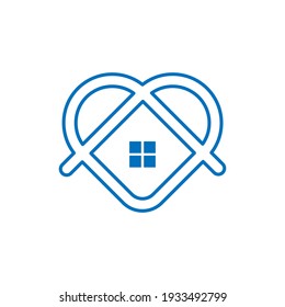 Stay at Home Logo Icon Vector design illustration. Home with Love icon design concept. Home with heart shape icons shows messages "stay home" or "stay safe" during Corona virus (COVID-19) pandemic